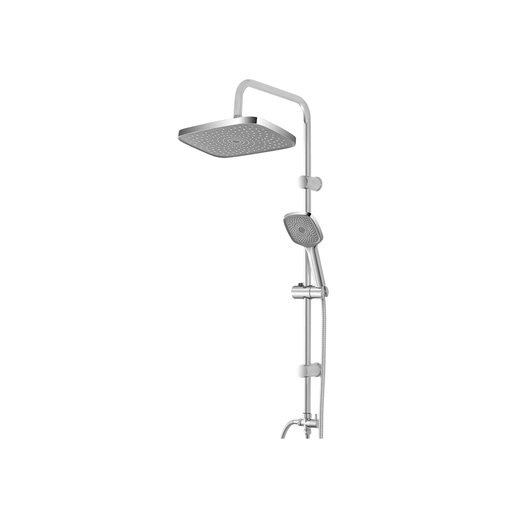 COLONNA DOCCIA IN ACCIAIO H.93cm +SOFFIONE RETTANGOLARE 30x21cm DOCCETTA 11x11cm E LACCIO FERIDRAS