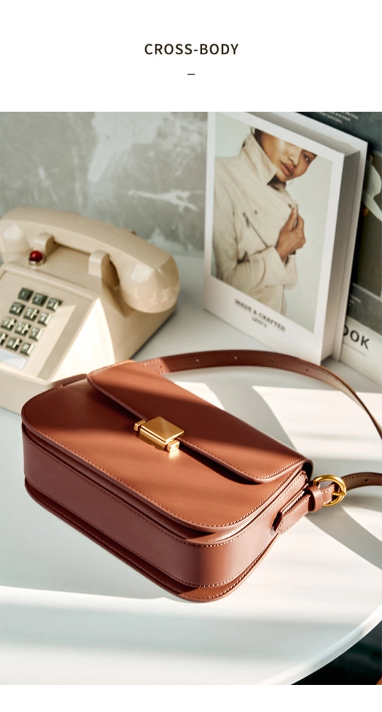Borsa a tracolla/borsa tote da donna in vera pelle marrone