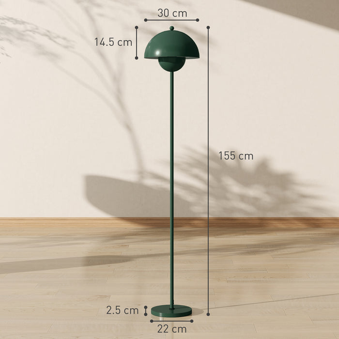 Lampada da Terra con Paralume Semicircolare Ø30x155 cm Interruttore a Pedale in Acciaio Verde