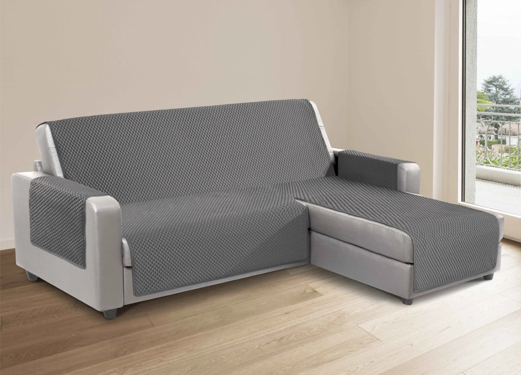 Copridivano Per Divani Con Penisola Lato Sinistro Modello Sphere Antracite - 240 cm - Antracite