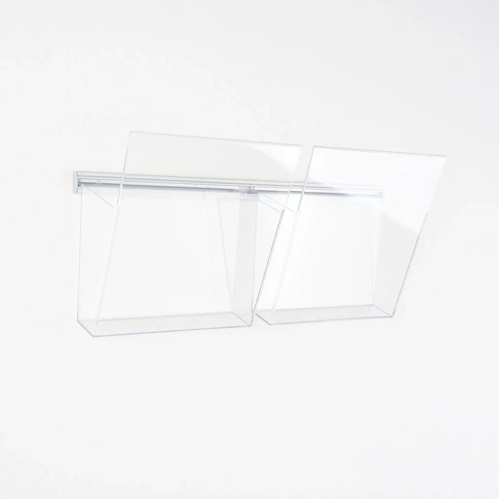 Portadepliant in plexi con barra 2 vaschette A4