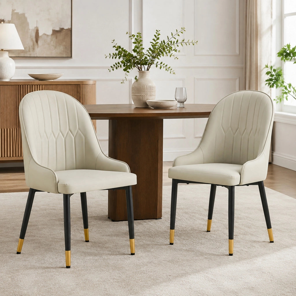 Set di 2 sedie ergonomiche con schienale a fulmine in PU nero e grigio caldo