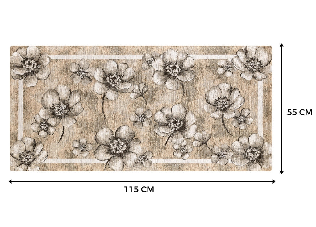 Tappeto Passatoia Cucina Corsia Retro Antiscivolo Disegno Emily By Suardi - 55x115 - Tortora