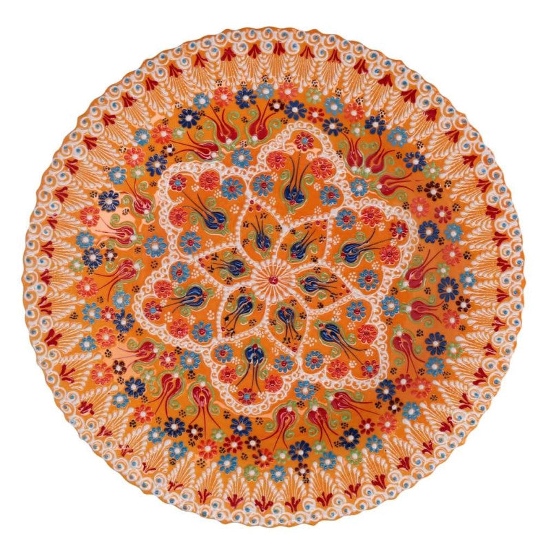 Centrotavola ceramica arancione tondo cm ø40h8
