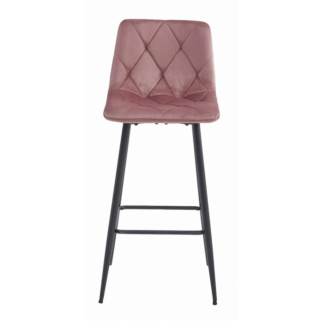 Set di 2 sgabelli da bar Nado in velluto rosa e gambe nere