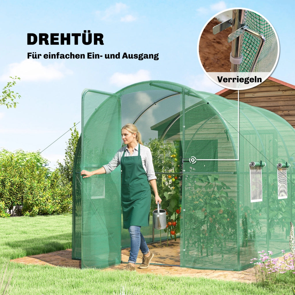Serra da giardino 3x2x2 m ¨C Minimal ¨C con 6 finestre a rete e porta bloccabile