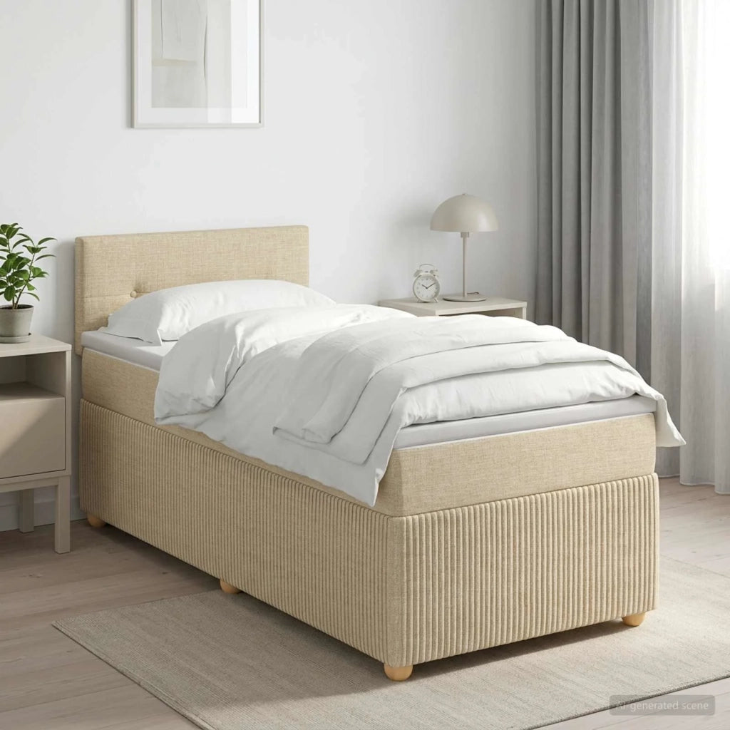 Letto box spring con materasso Crema 100 x 200 cm Tessuto 3451403