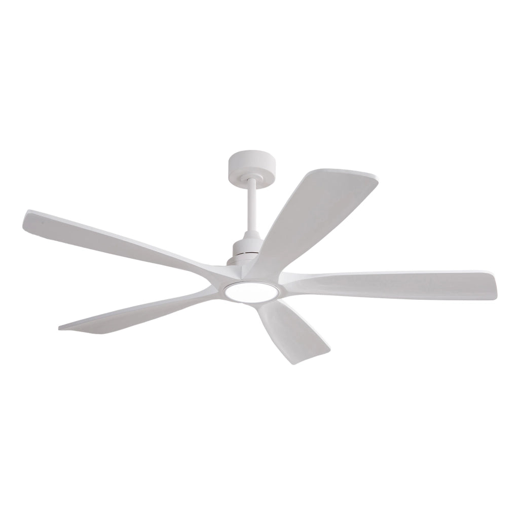 Ventilatore da soffitto 36 pollici con luce LED; 3 pale in legno; bianco