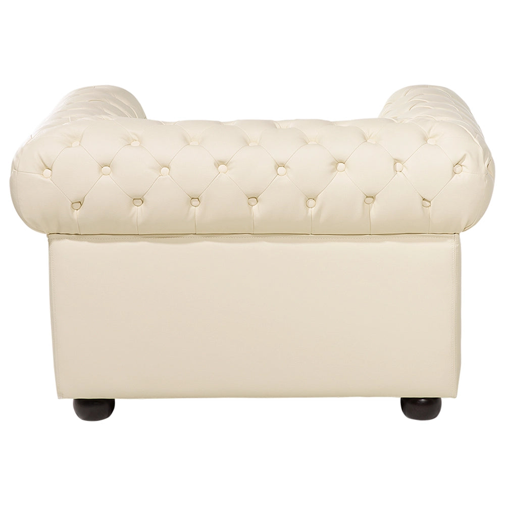 Poltrona Chesterfield Beige Vera Pelle trapuntata in stile Contemporaneo