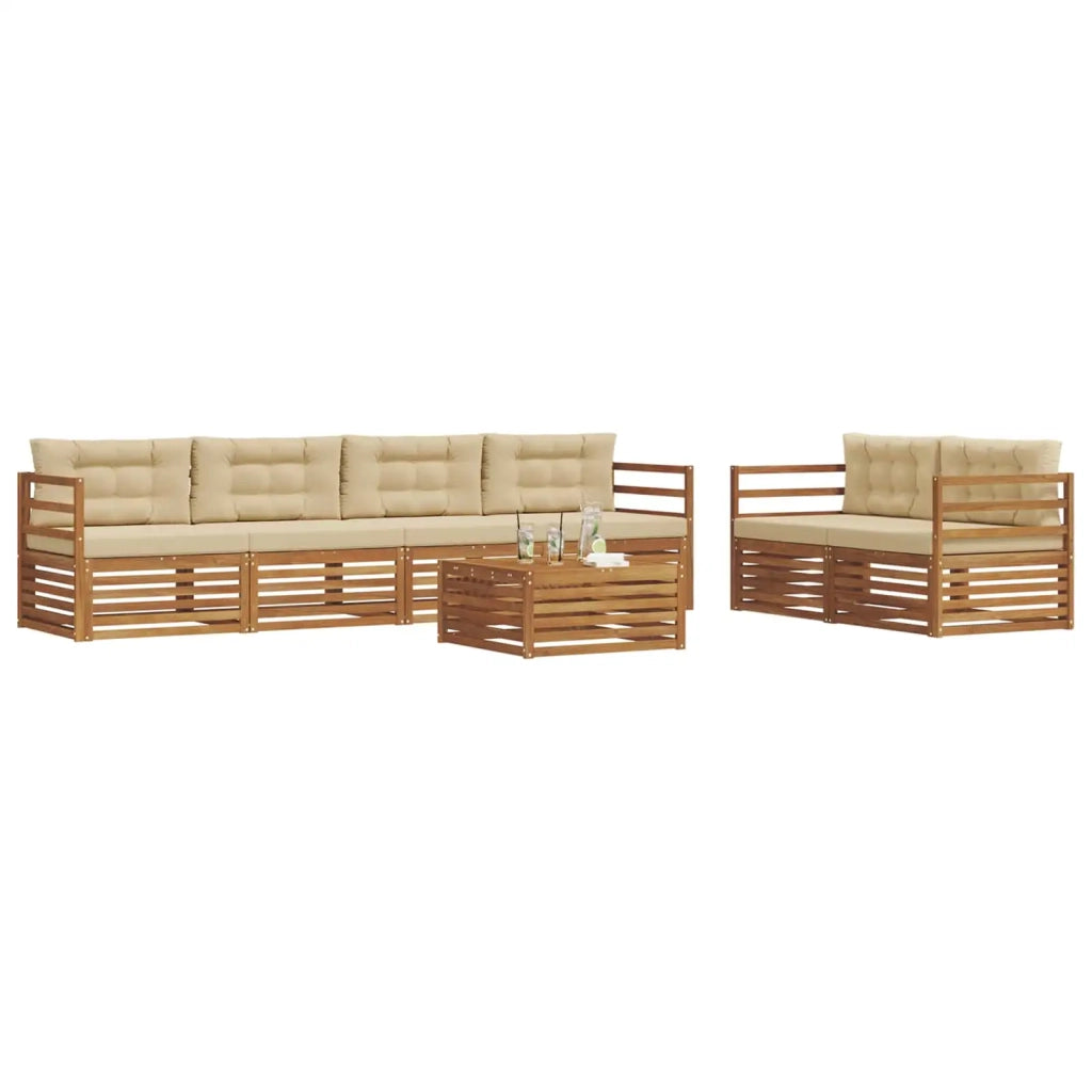 Set di divani da esterno con cuscino 7 pcs Naturale e Beige