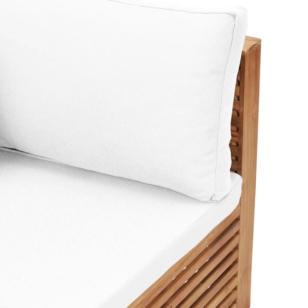 Divano Angolare da Giardino con Cuscino Crema Massello di Teak 49375