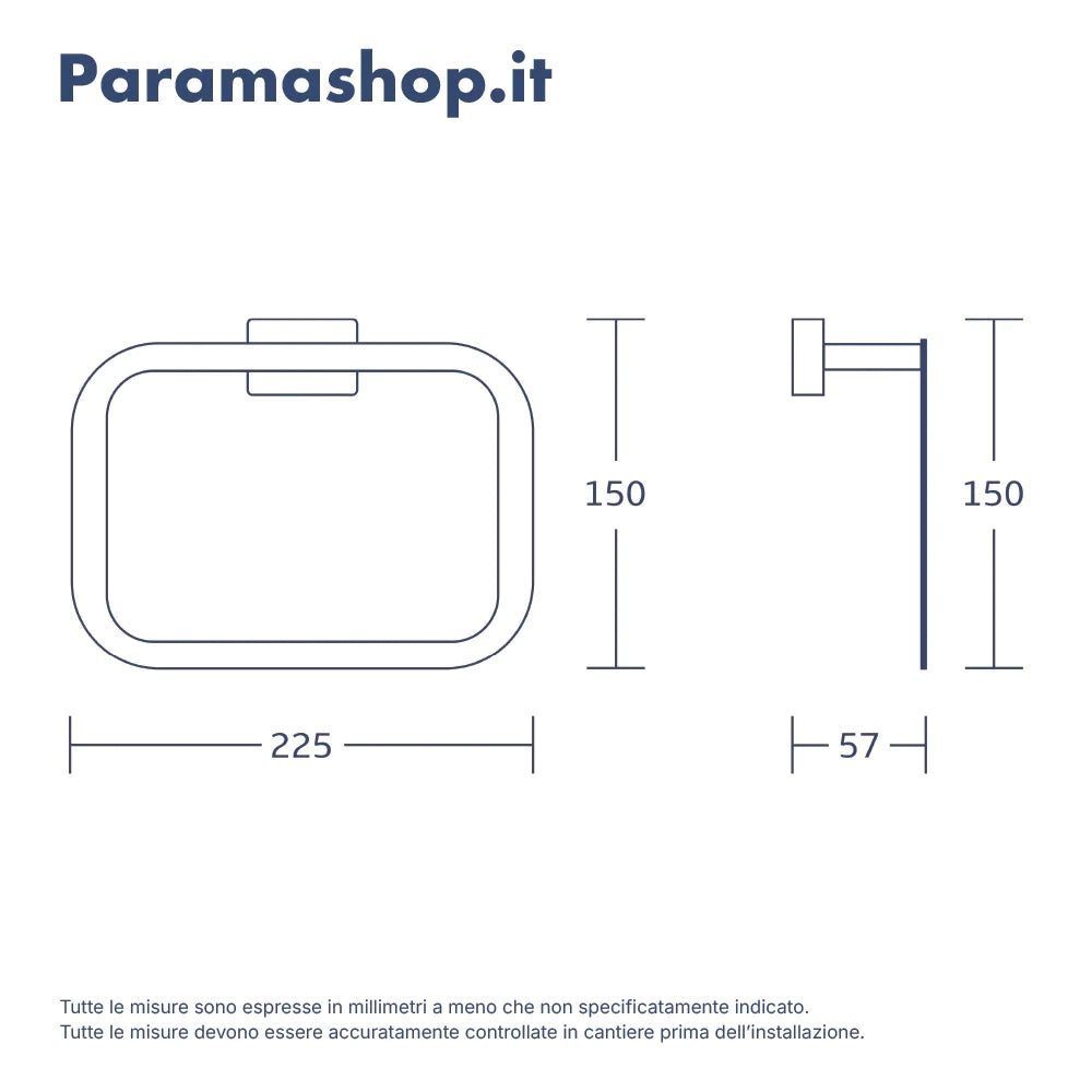 Porta asciugamano ad anello in zinco nero opaco | Arch