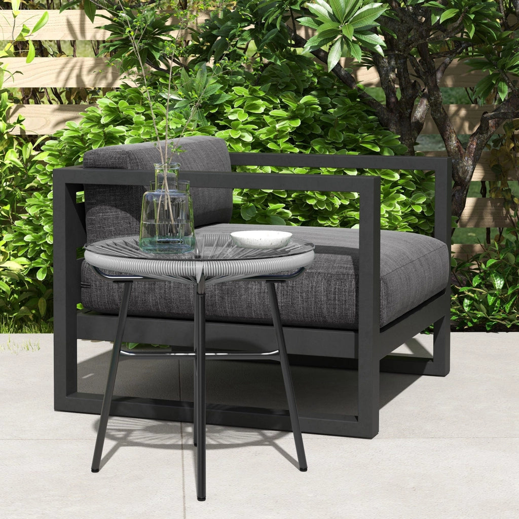 Tavolino da giardino ¨C zephmum ¨C Grigio, PE Rattan, 50x50x50