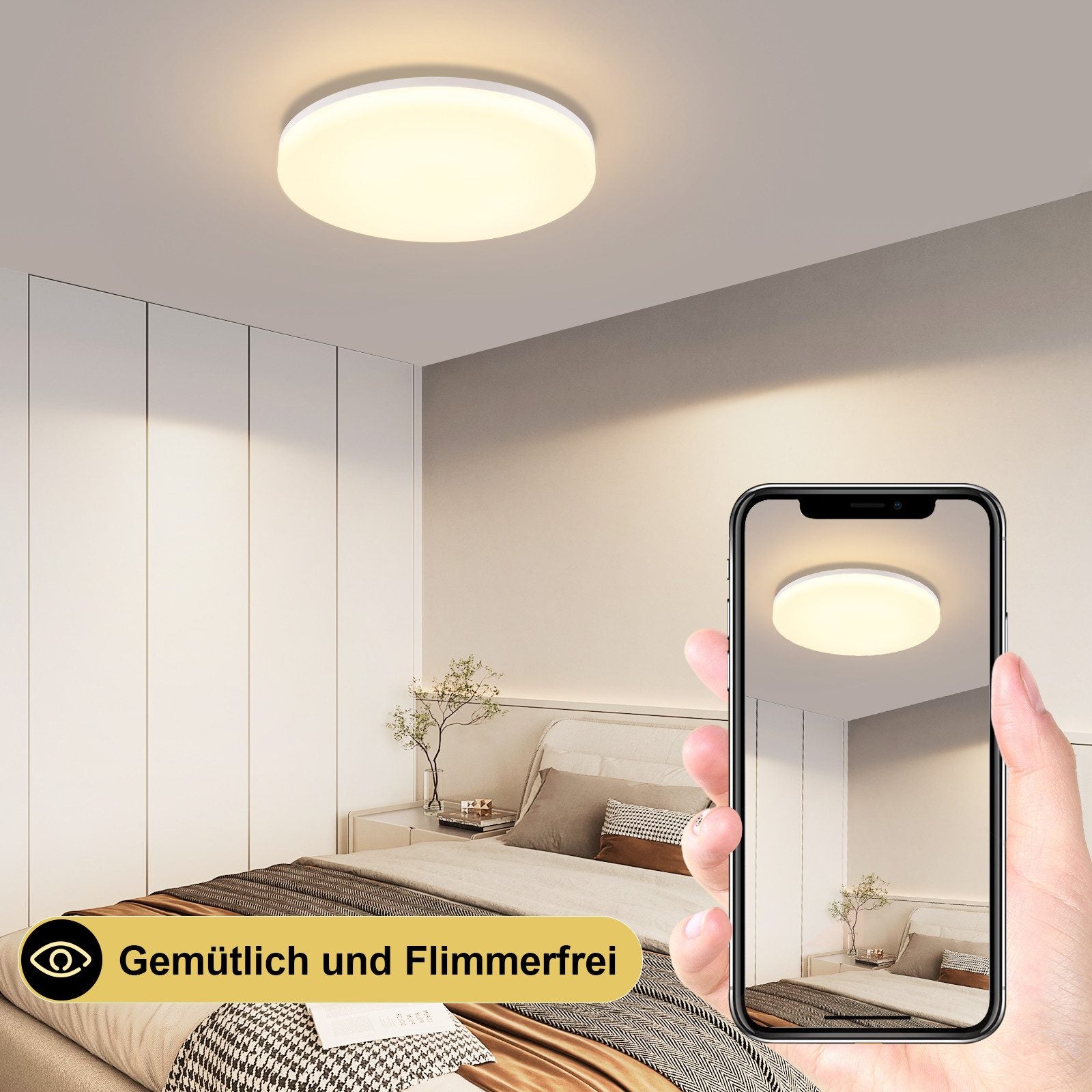 ZMH Lampada da soffitto LED RGB dimmerabile con telecomando per camera da letto e bagno
