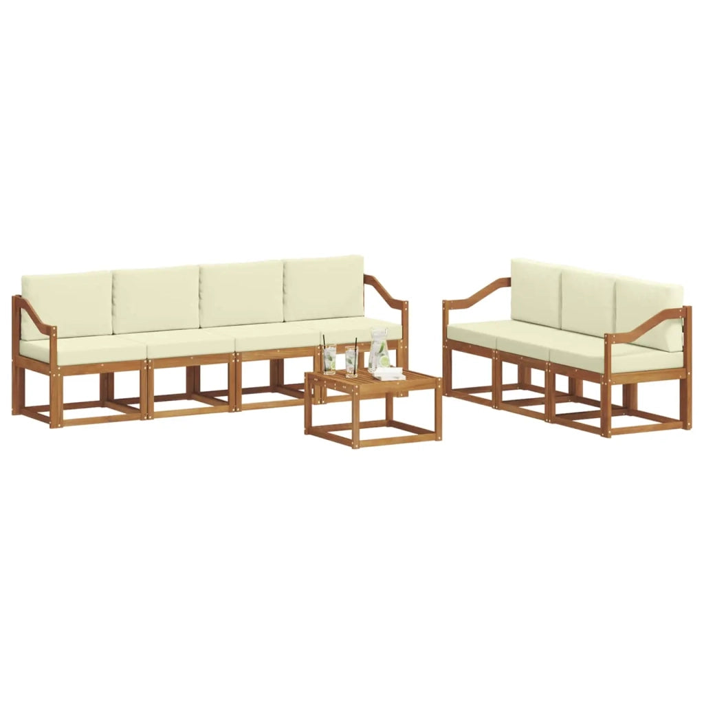 Set di divani da esterno con cuscino 8 pcs Naturale e Crema 3366128