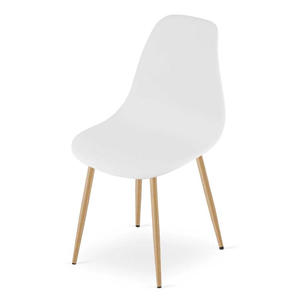 Sedia scandinava WAT bianca con gambe effetto legno