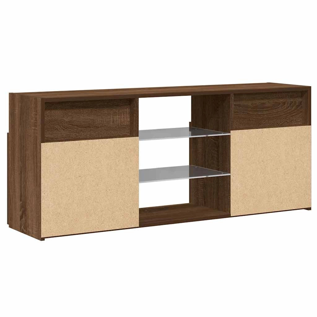 Mobile TV multimediale scaffale TV credenza mobile TV per sala da pranzo soggiorno camera da letto con luci LED rovere 120 x 30 x 50 cm marrone 02_0026666