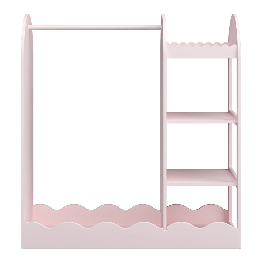 Organizzatore Guardaroba Vestnes per Cameretta con Ripiani e Specchio 100 x 94 x 38 cm - Rosa [en.casa]