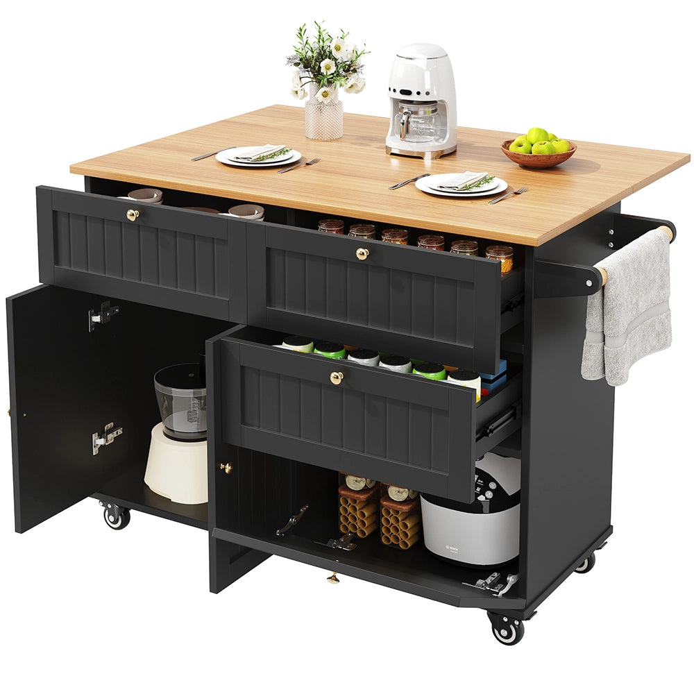Isola cucina - Xylo - tavolo estensibile grano legno nero