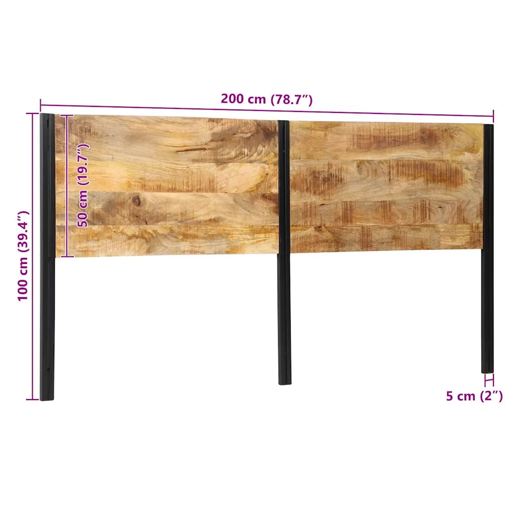 Testiera | Testata 200 cm in Legno Massello di Mango e Ferro