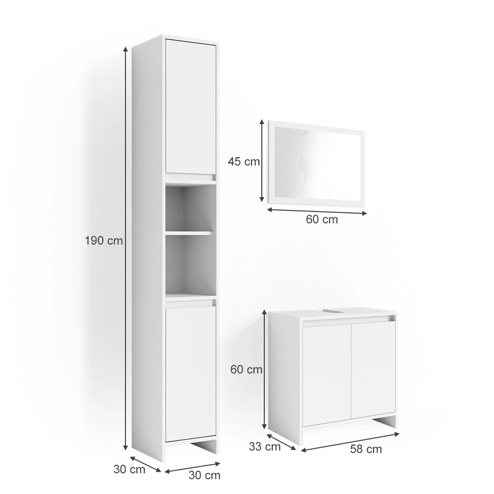 Vicco Set di mobili da bagno Bianco Set di 3