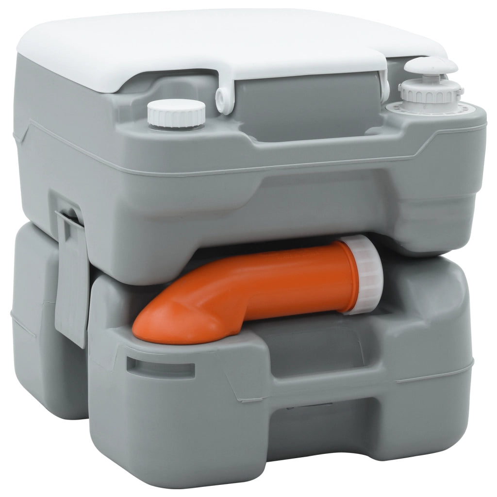 Toilette da Campeggio Portatile Grigio 10L Acqua Fresca 20L Serbatoio di Scarico