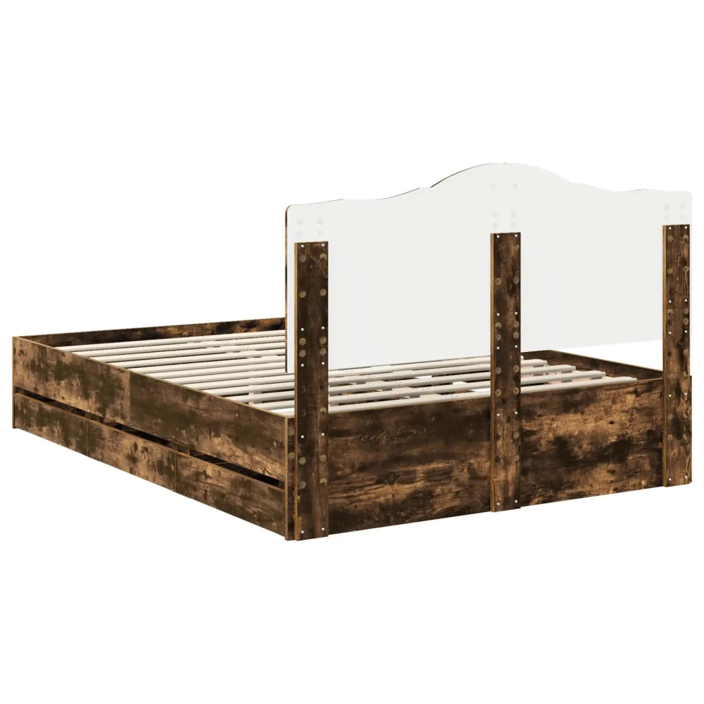 Struttura del letto con cassetto Rovere Fumo 140 x 200 cm 3413412