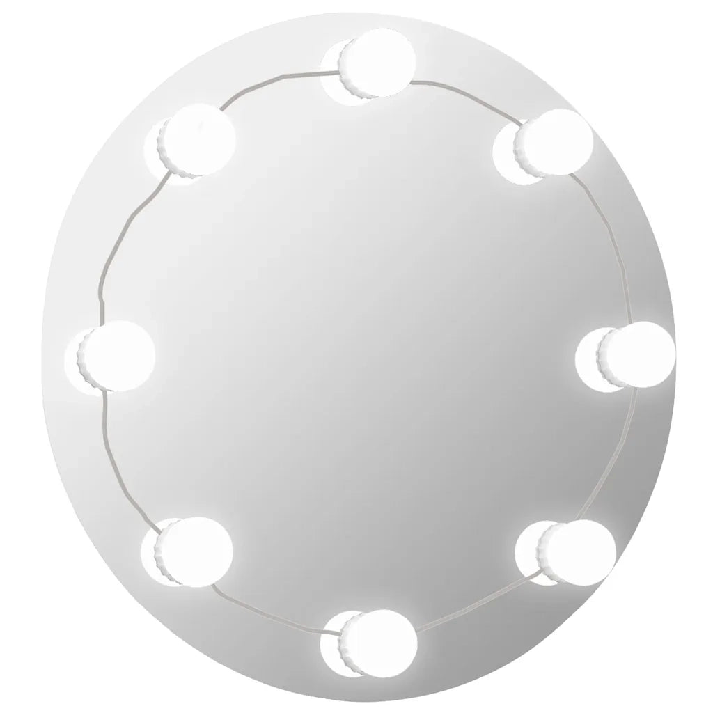 Specchio da parete Rotondo-Specchio a Muro-Specchio Decorativo Senza Cornice con Luci LED in Vetro