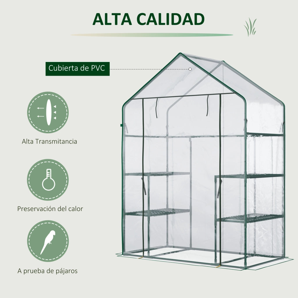 Serra da Giardino con 4 Ripiani e Porta a Cerniera ¨C zephmum ¨C Verde 142x73x195 cm