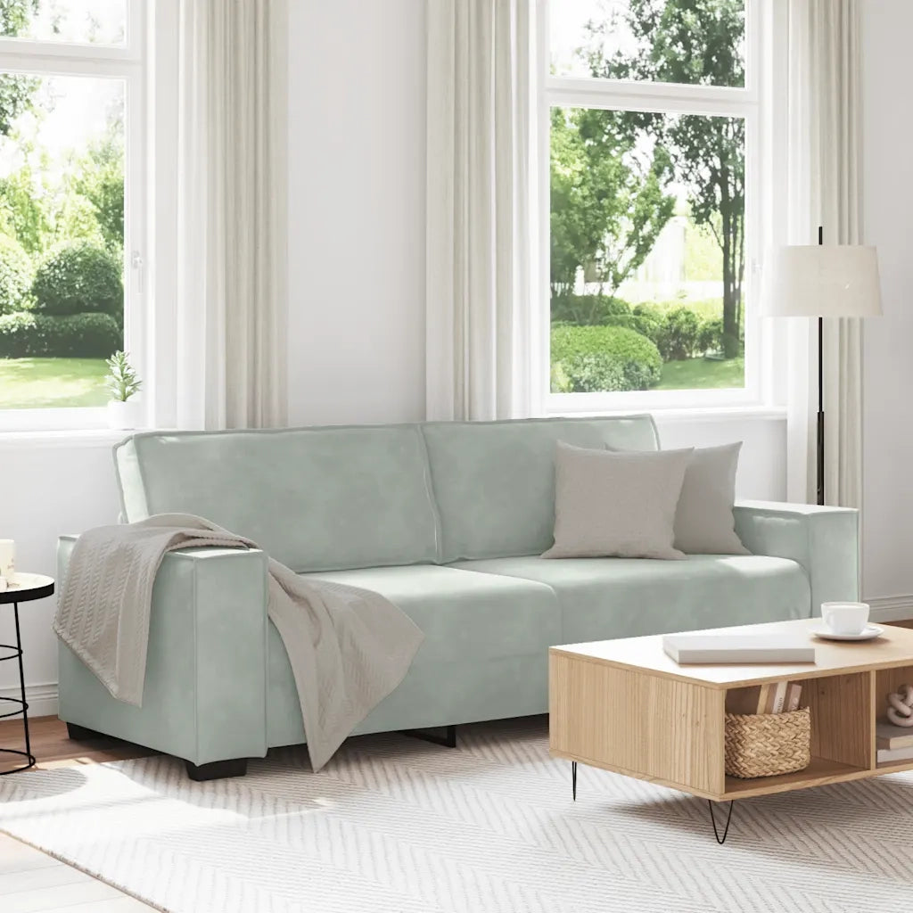 Divano a 3 Posti Grigio Chiaro 220x78x84 cm in Velluto 4105030