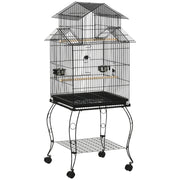 Gabbia Uccelli Interni in Legno con Vassoio e Ruote ¨C zephmum ¨C 50x49x137 cm