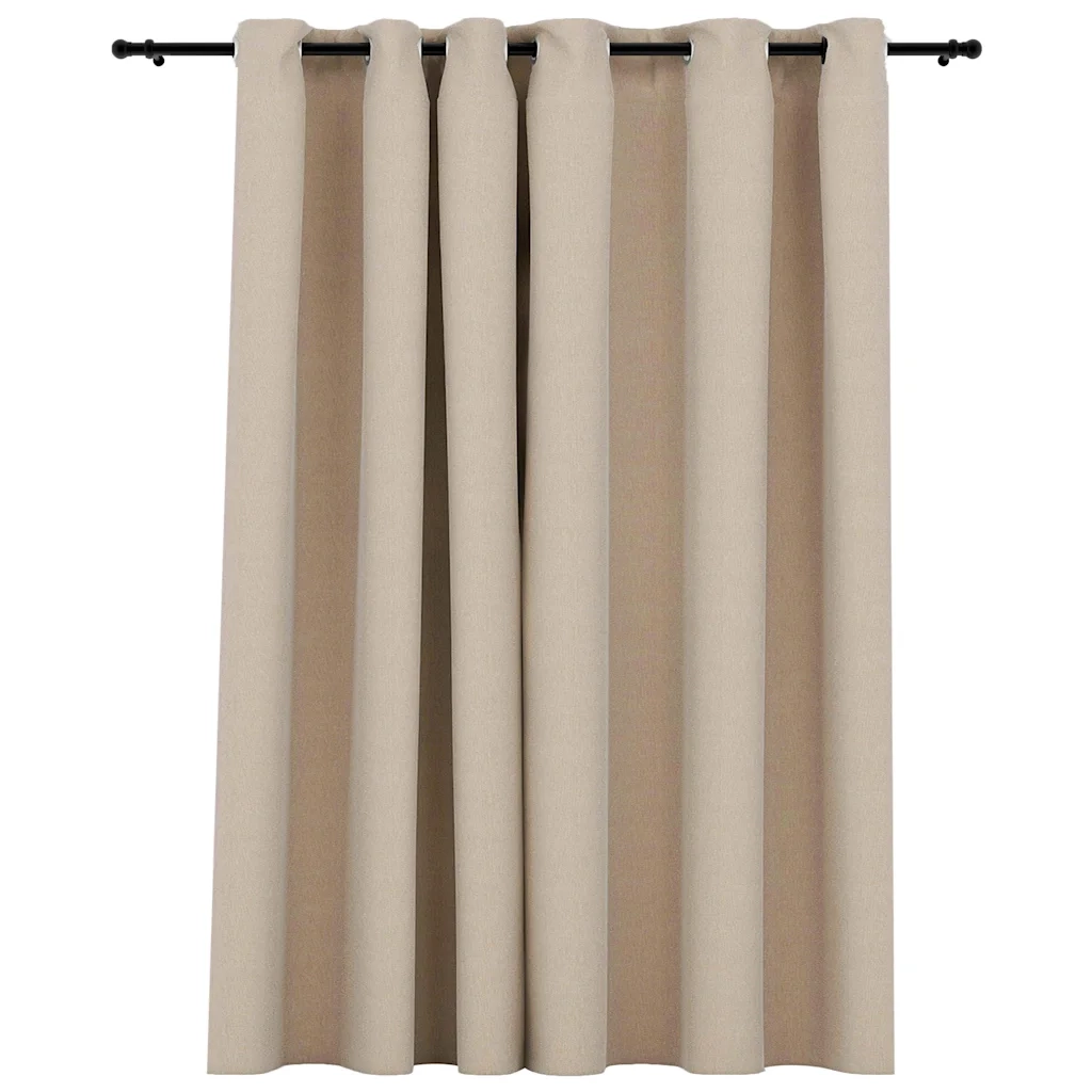 Tenda Oscurante Effetto Lino con Occhielli Beige 290x245 cm 321211