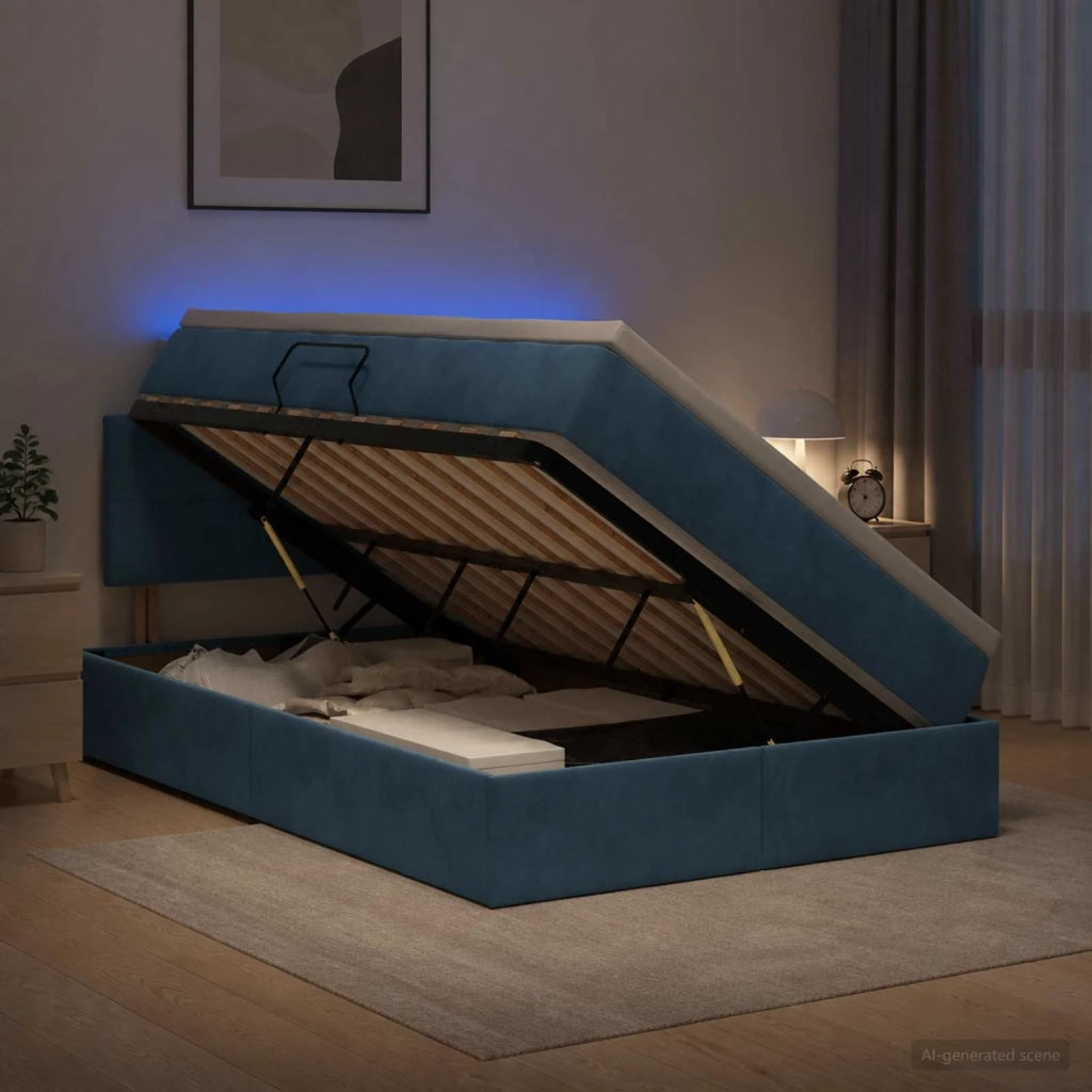 Letto con contenitore LED e materasso Blu Scuro 120 x 200 cm 3459244