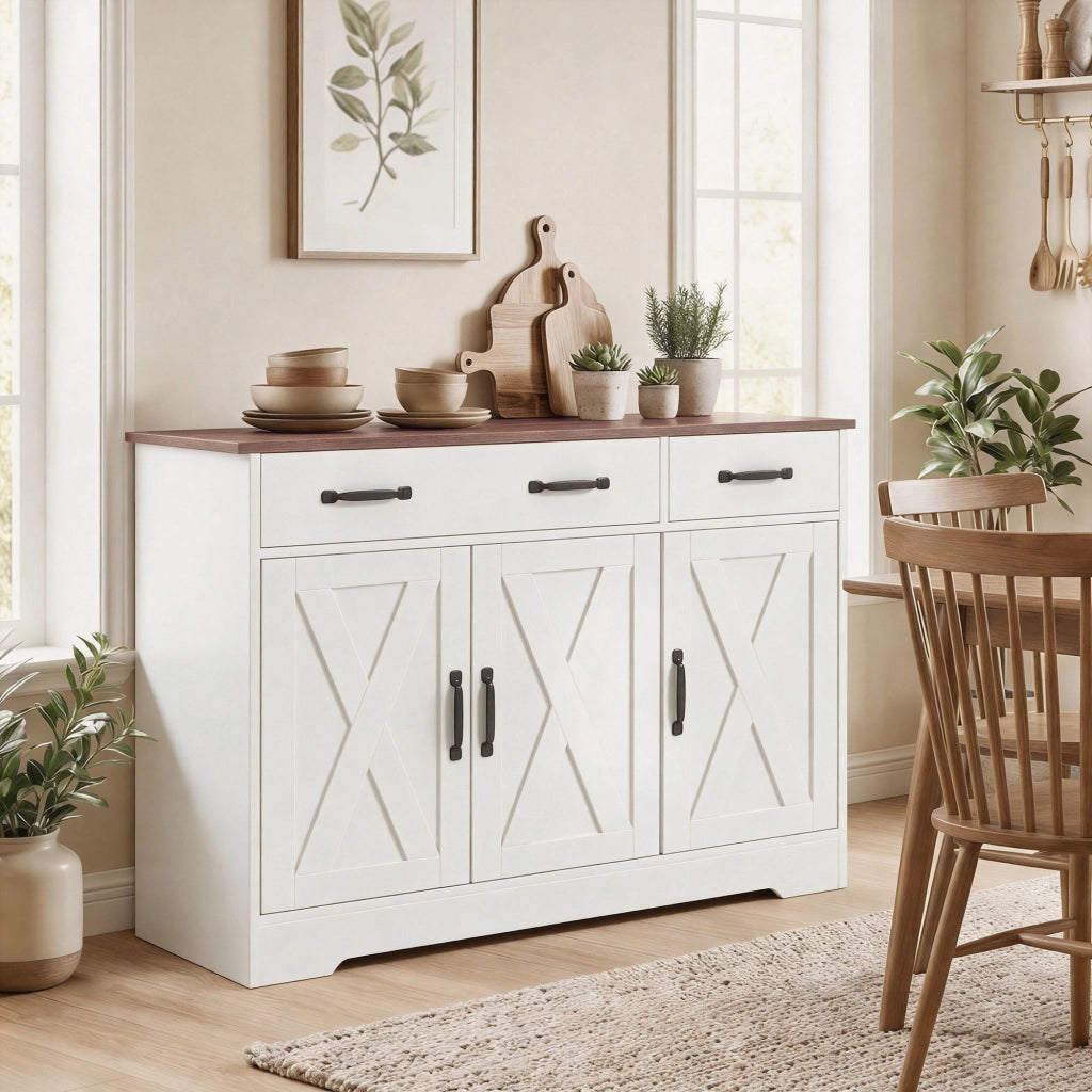 Credenza ¨C zephmum ¨C Bianco, Rovere, 108x40x81 cm