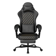 Sedia da ufficio ergonomica - con poggiapiedi e schienale reclinabile - in pelle - nero