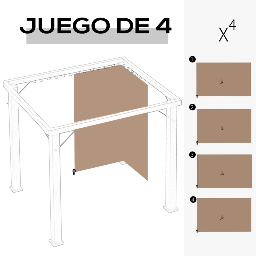 Tenda da giardino ¨C zephmum ¨C 4 pannelli laterali 3x2 m marrone