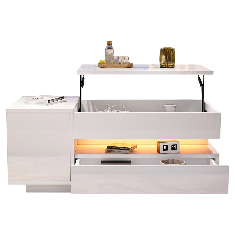 Tavolino regolabile - Xylo - 95x50cm LED con armadio bianco