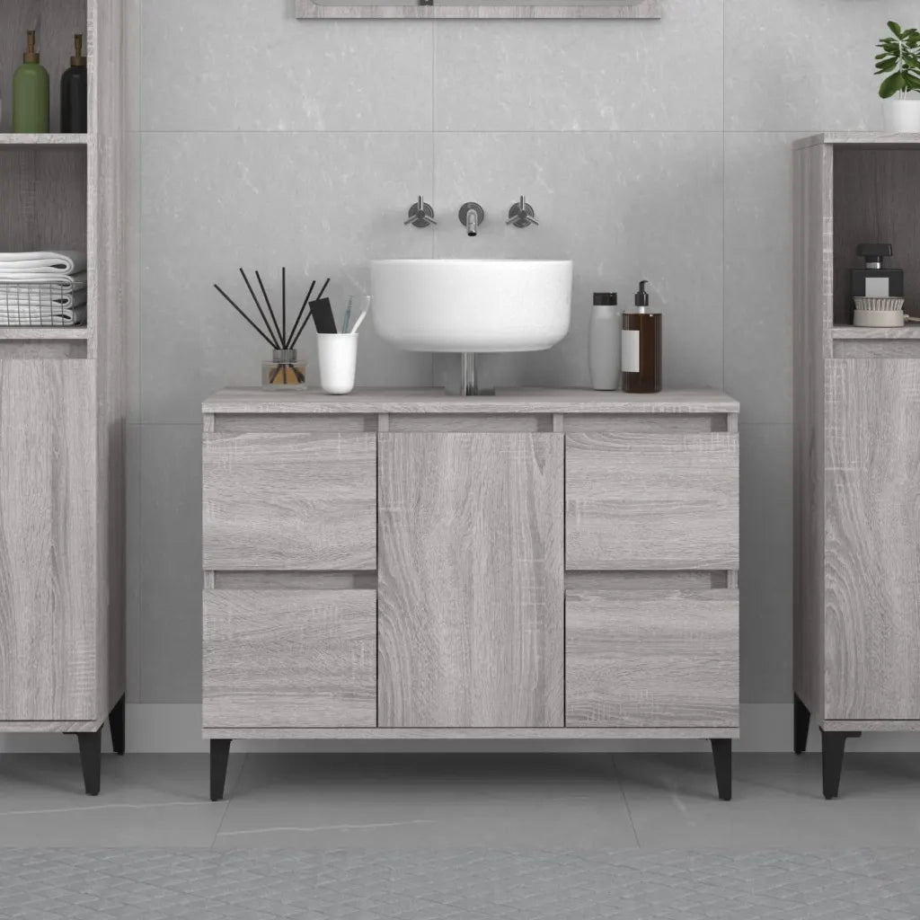 Mobile Lavabo Grigio Sonoma 80x33x60 cm in Legno Multistratocod mxl 80836