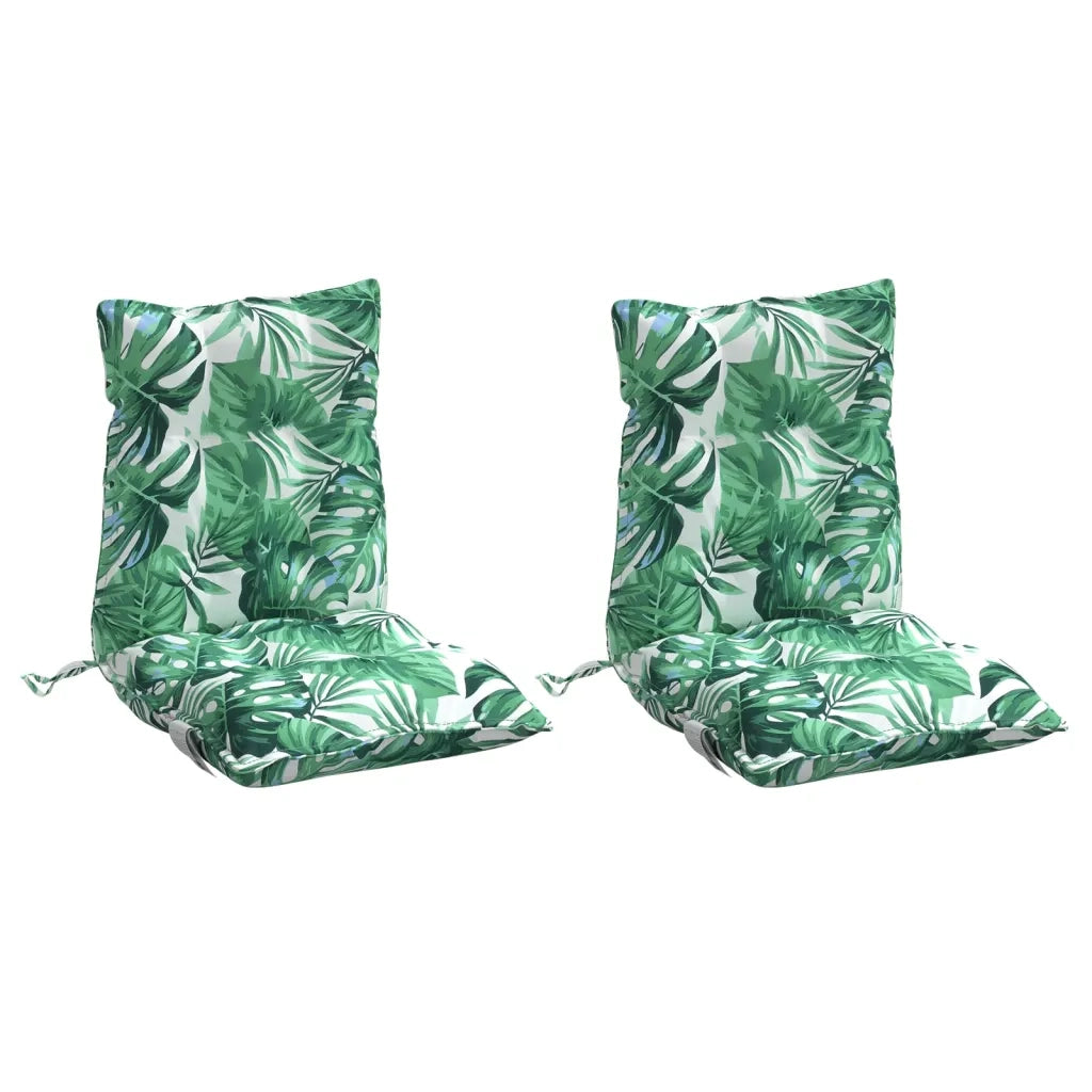 Cuscini Sedia Schienale Basso 2 pz Motivo Foglie Tessuto Oxford 377707