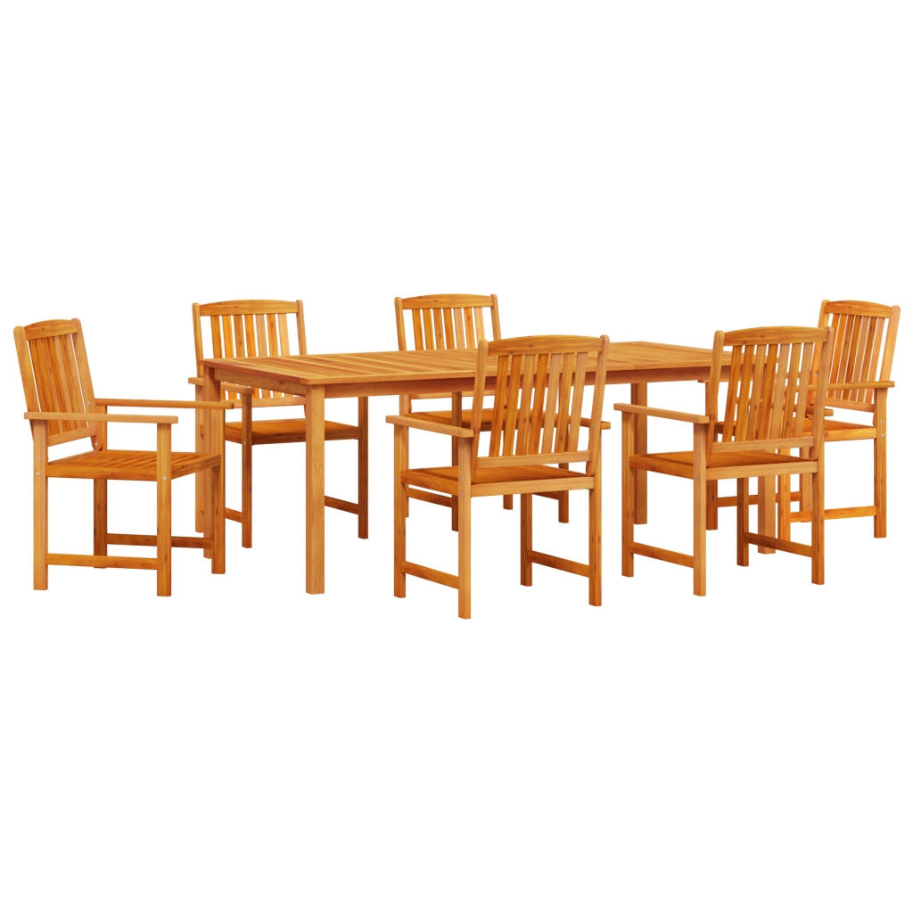 Set Pranzo Giardino 7 Pezzi in Legno Massello di Acacia