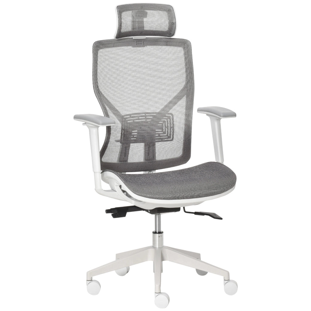 Sedia da ufficio gaming con schienale rete e braccioli 3D ¨C zephmum ¨C grigio 67x65x120-128 cm