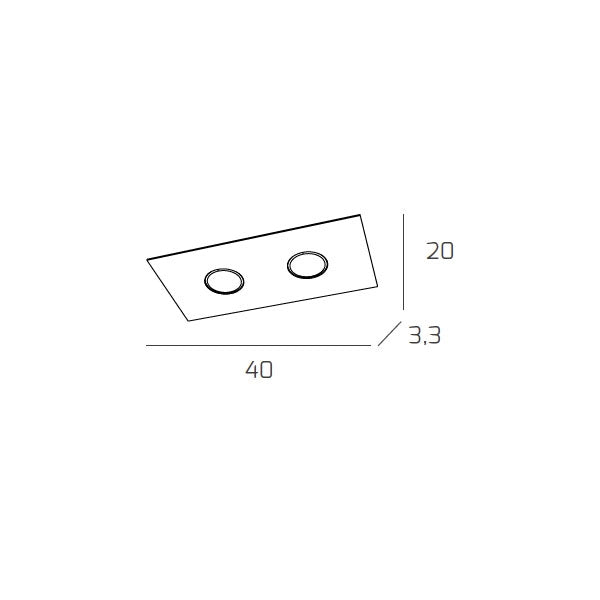 Toplight Plafoniera da soffitto rettangolare 2 luci Area con attacco GX53, struttura colore grigio, design moderno 40x20x3cm
