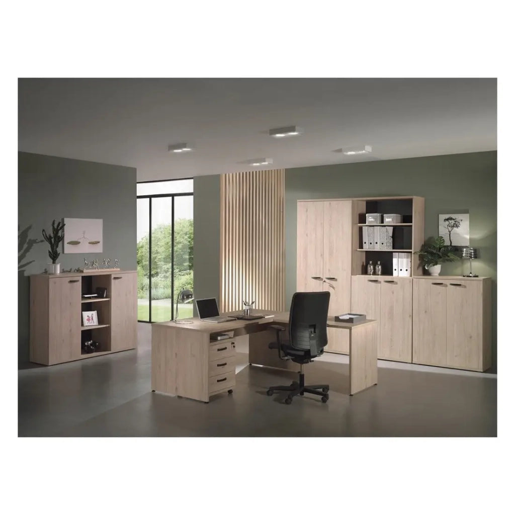 Ufficio professionale YUKON – 140 cm rovere chiaro – Scrivania compatta di design in legno