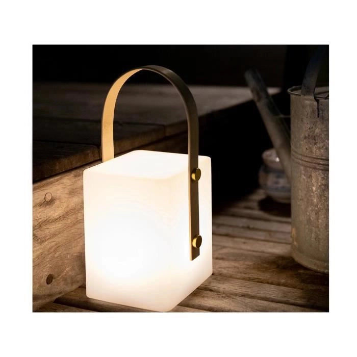 TIKY Lanterna con manico in bambù senza fili - LED bianco caldo / multicolore dimmerabile - H27cm
