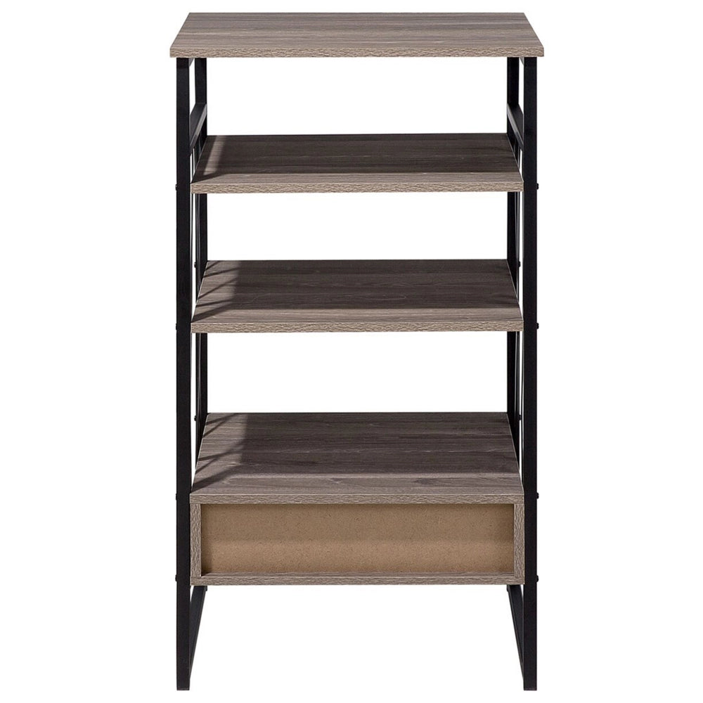 Consolle Mobile TV Taupe Legno e Metallo 3 Ripiani 1 Cassetto Home Office Mobili Stile Moderno