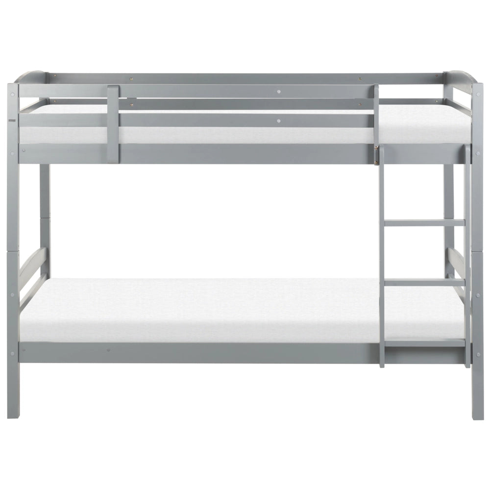 Letto a castello letto doppio in legno di pino grigio singola misura 90 x 200 per bambini in cameretta