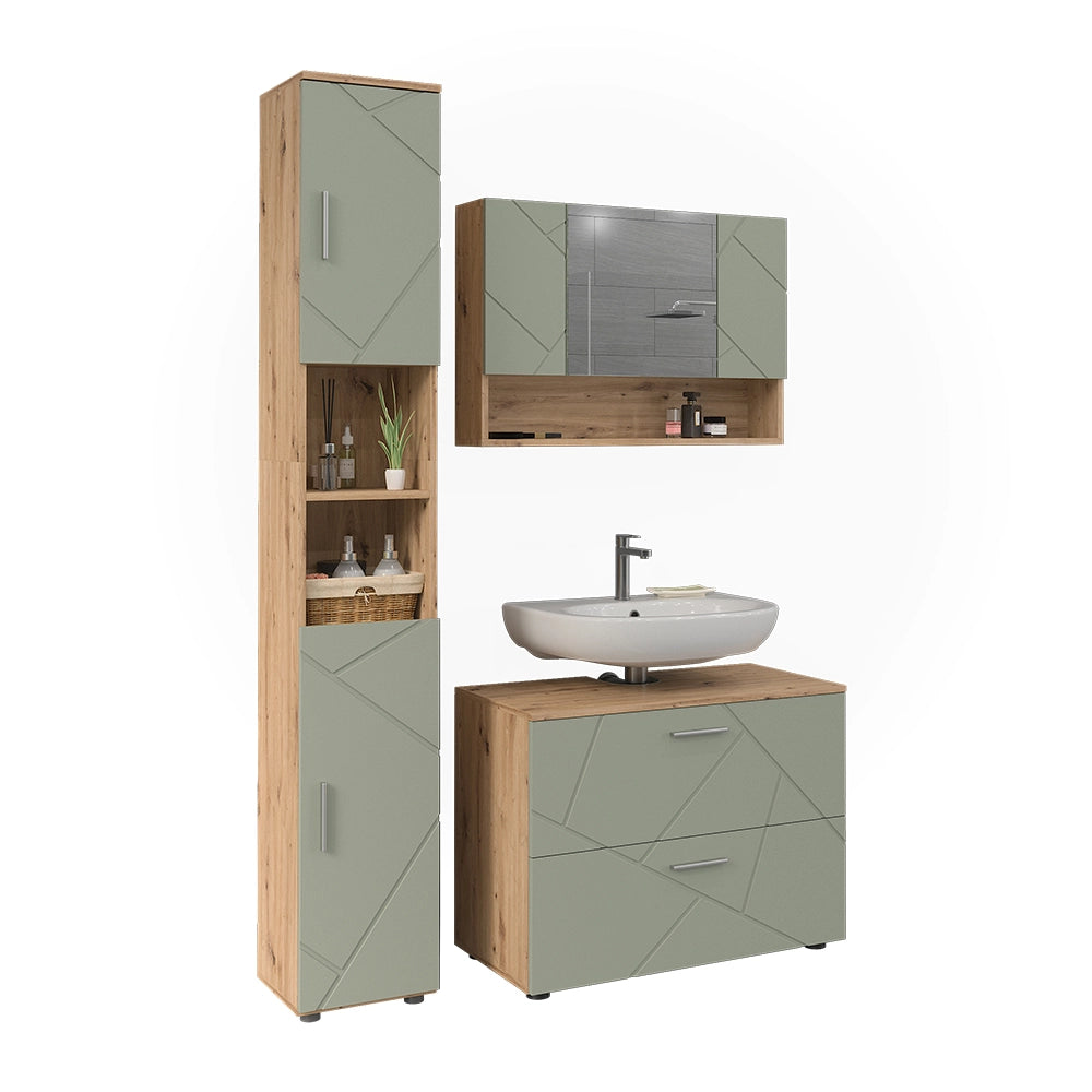 Vicco Set di mobili da bagno Verde salvia 3 parti