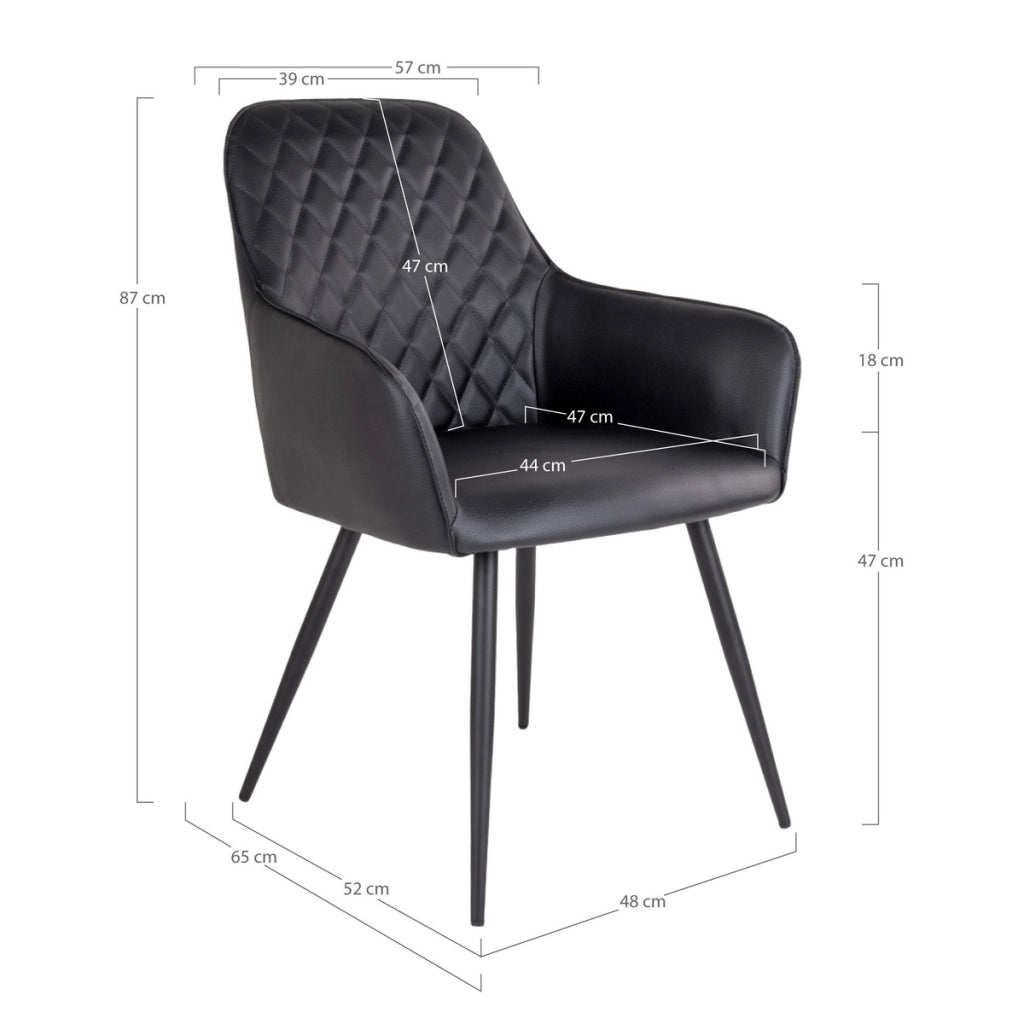 Set di 2 Sedie Harbo 4, Nero, Similpelle, 65x57x87 cm