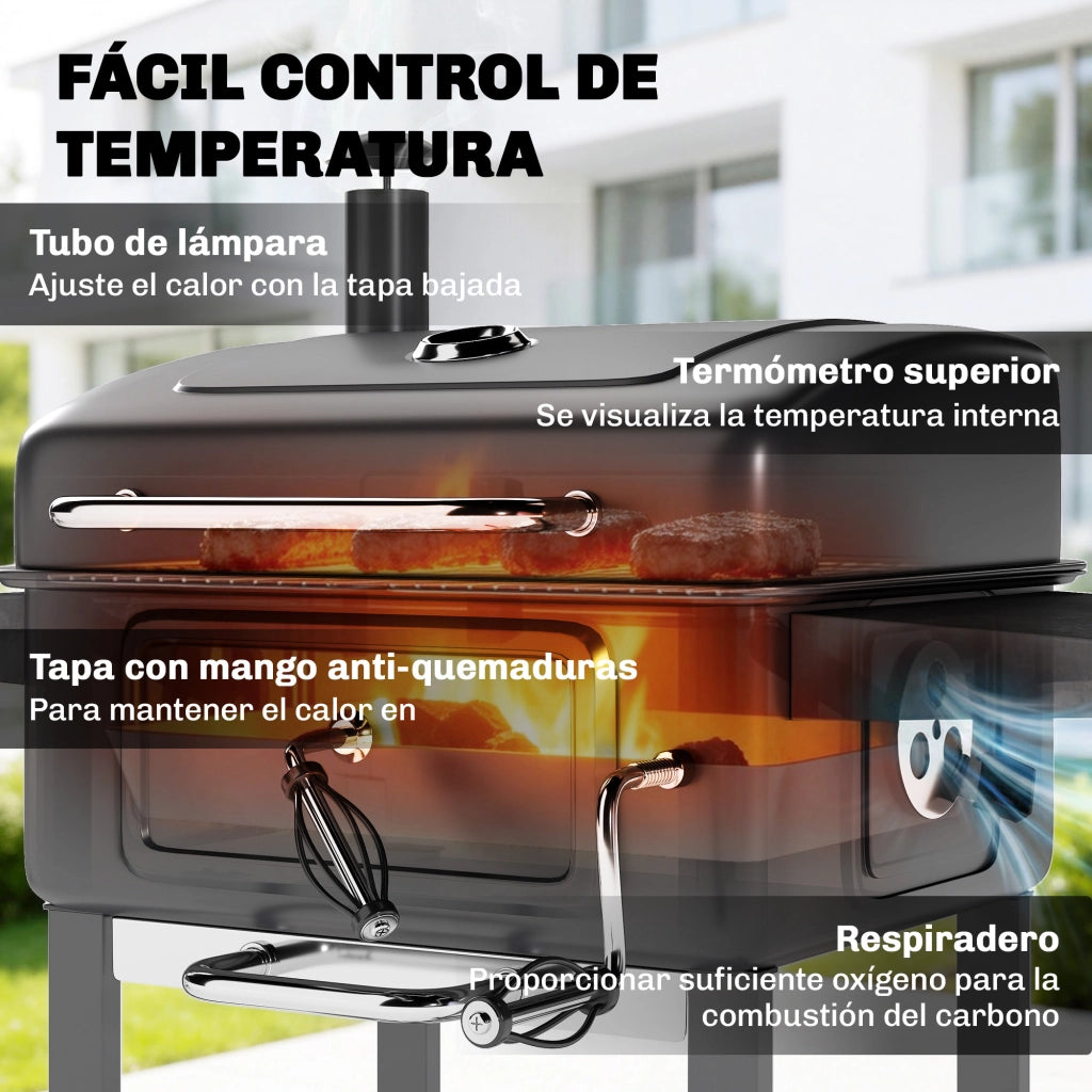 Barbecue Portatile a Carbone con Griglia e Vassoio ¨C Zephmum ¨C Grigio