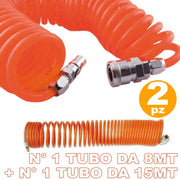Trade Shop - 2 Tubi Tubo Aria Compressa Flessibile Per Compressore 8 15 Metri Innesti Rapidii -